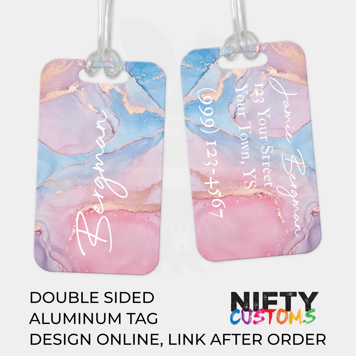 Rainbow Marble Luggage Tags