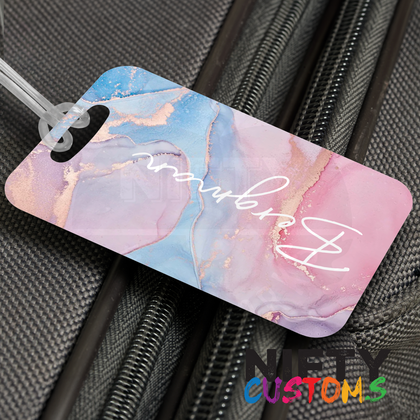 Rainbow Marble Luggage Tags